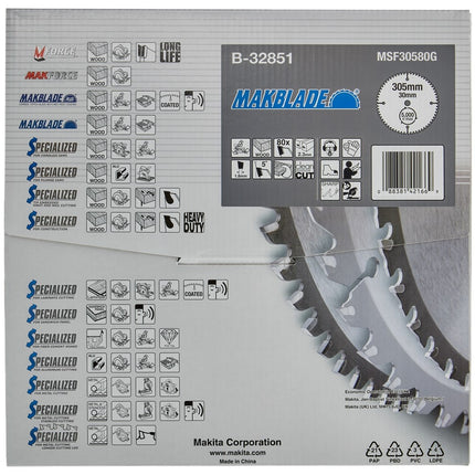 Makita Zaagblad Hout 305x30x2,3mm 80T 5G - B-32851