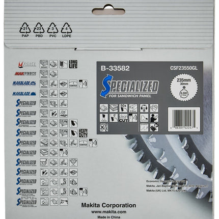 Makita Zaagblad Sandwichpaneel 235x30x2,2 50T 0G - B-33582