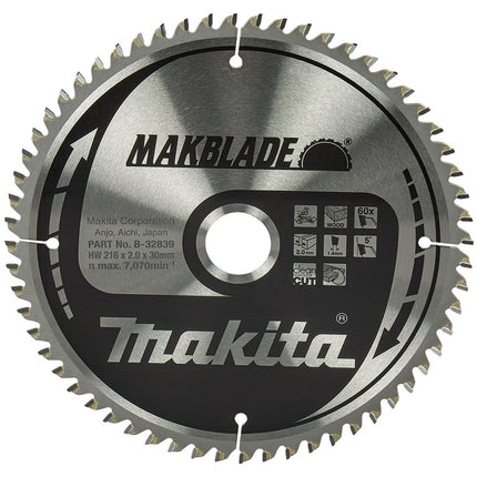 Makita Zaagblad Hout 216x30x2.1mm 60T 5G - B-32839