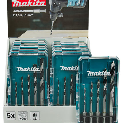 Makita Houtspiraalboorset 5-Delig Display 12St - E-15148-12