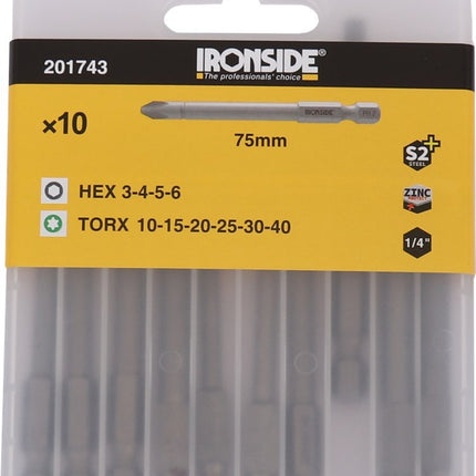 Ironside Bitset TORX-HEX 75mm 10st