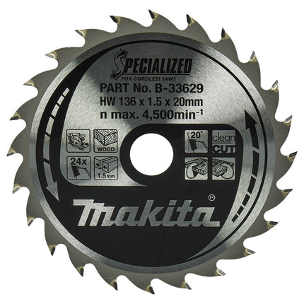 Makita Zaagblad 136X20X1,5 24T 20G - B-33629