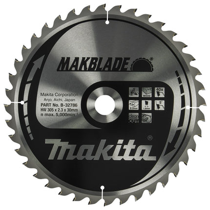 Makita Zaagblad Hout 305X30X2.3 40T 5G - B-32786