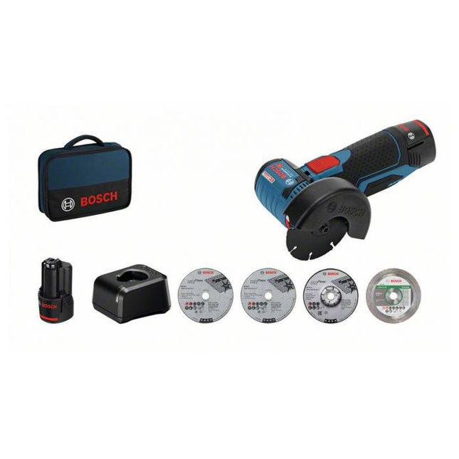 Bosch GWS 12V-76 Accu haakse slijpmachine C&G in Tas met 2 x 2,0Ah accu's - 06019F200C