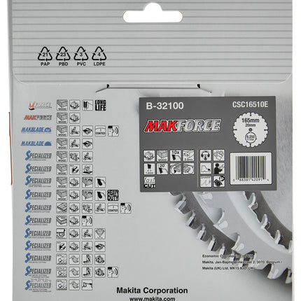 Makita Zaagblad Hout 165x20x2.0 10T 20G - B-32100