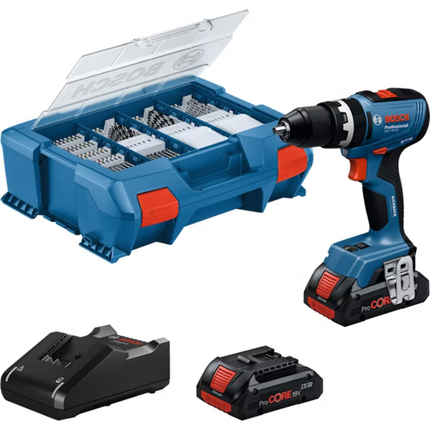 Bosch GSB 18V-65 2X 4,0 AH + 82X ACC P&C-CASE ACCUKLOPBOORSCHROEVENDRAAIER (accu klopboormachine)