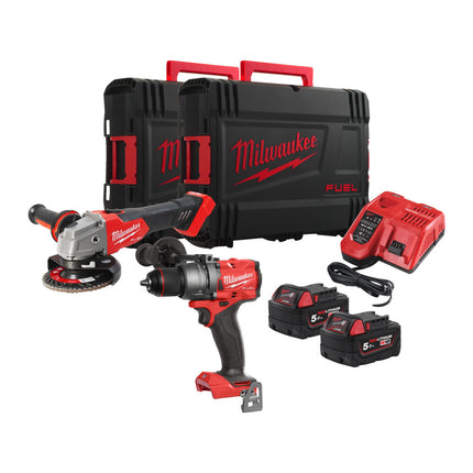 Milwaukee M18 FPP2E3-502X Powerpack met M18 FPD3 en M18 FSAG125X - 18V - 5.0Ah - in HD Box - 4933492516 (Milwaukee gereedschapset)