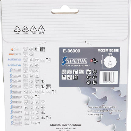 Makita Cirkelzaagblad Hout 150x20x1,4mm 25T 23G - E-06909