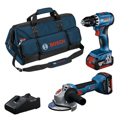 Bosch Combiset 18V met 2 Machines GSR + GWS + 2x 4,0Ah + GAL Professional - 0615A5007N (Bosch gereedschapset)