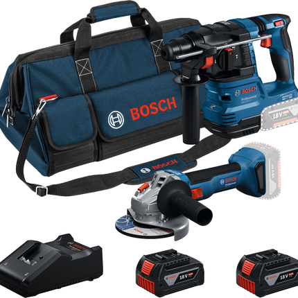 Bosch Combiset 18V GBH Boorhamer + GWS Haakse Slijper + GBA 2x4,0Ah + GAL Professional - 0615V0003C (Bosch gereedschapset)