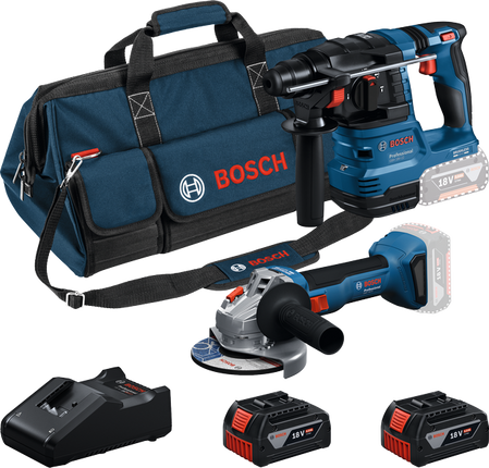 Bosch Combiset 18V GBH Boorhamer + GWS Haakse Slijper + GBA 2x4,0Ah + GAL Professional - 0615V0003C (Bosch gereedschapset)
