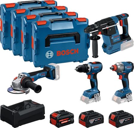 Bosch ACCUTOOLKIT COMBISET 18V GSR+GDX+GBH+GWS+2x5+1xEXBA5.5+1 (Bosch gereedschapset)