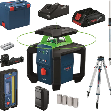 Bosch GRL 18V-4-34 CVG Rotatielaser Compleet Groen 18V 4Ah in L-Boxx - 0615A500DH