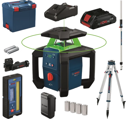 Bosch GRL 18V-4-34 CVG Rotatielaser Compleet Groen 18V 4Ah in L-Boxx - 0615A500DH