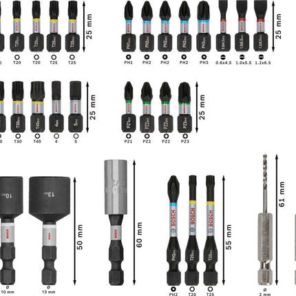 Bosch PRO IMPACT Bits + Houtboren 40-delig in Display - 2608521U87
