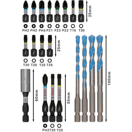 Bosch PRO IMPACT bits + MC boren 20-delig in Display - 2608521U83