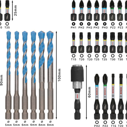 Bosch PRO IMPACT bits + MC boren 35-delig in Display - 2608521U82