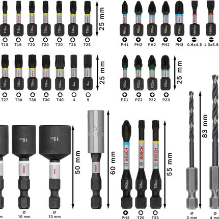Bosch PRO IMPACT Bits + Metaalboren 40-delig in Display - 2608521U86
