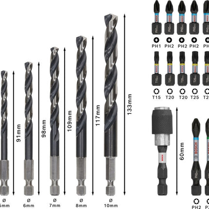 Bosch PRO IMPACT Bits + Metaalboren 35-delig in Display - 2608521U81