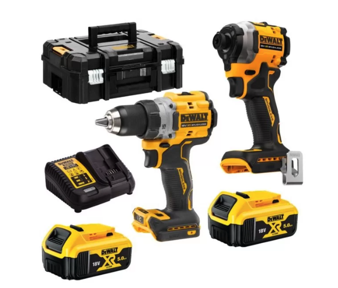 DEWALT DCK2051P2T-QW 18V XR Brushless twin kit met DCD800 + DCF850 – 2x 5.0Ah accu in TSTAK