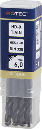 HSS-E Spiraalboor, type HD-X, TiAlN-TOP-gecoat, GOLD-LINE