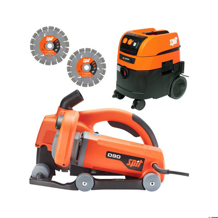 SPIT D90 SLEUVENZAAGMACHINE + AC1630P   STOFZUIGER + SET XTREME UNIVERSAL